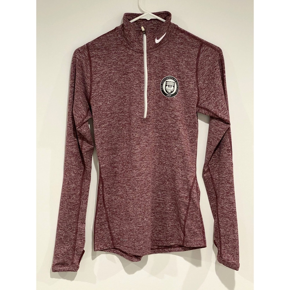 Women's NIKE Dri Fit University of Chicago 1/4 Zip Pullover Maroon XS